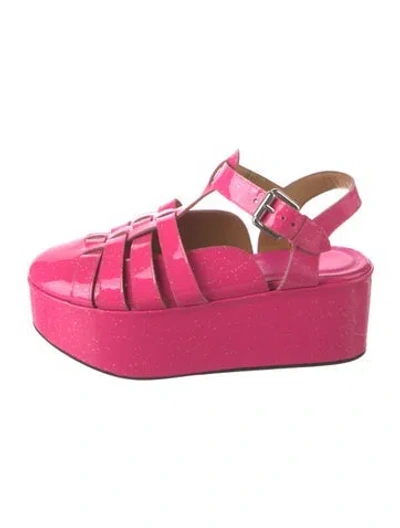 Pre-owned Loewe Patent Leather Glitter Accents Pumps In Pink