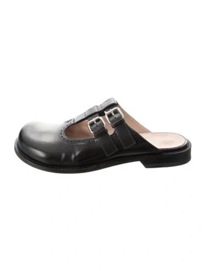 Pre-owned Loewe Patent Leather Lasercut Accents Slides In Black