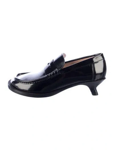 Pre-owned Loewe Patent Leather Loafers In Blue