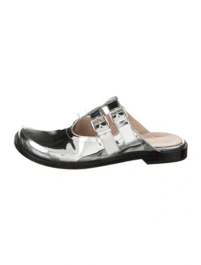 Pre-owned Loewe Patent Leather Mules In Metallic/silver