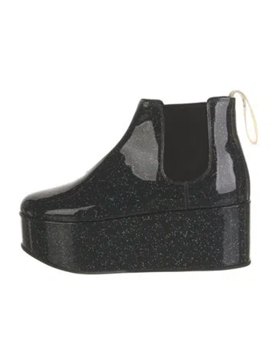 Pre-owned Loewe Patent Leather Patterned Chelsea Boots In Gray