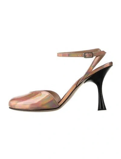 Pre-owned Loewe Patent Leather Slingback Pumps In Metallic/pink