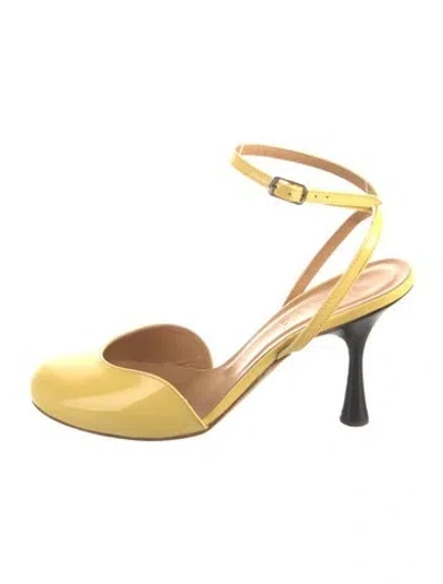 Pre-owned Loewe Patent Leather Slingback Pumps In Yellow