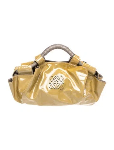 Pre-owned Loewe Patent Leather Top Handle Bag In Green
