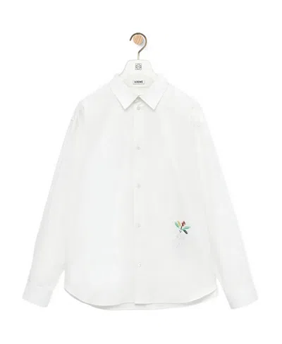 Loewe Pattern Embroidered Long-sleeved Shirt In White