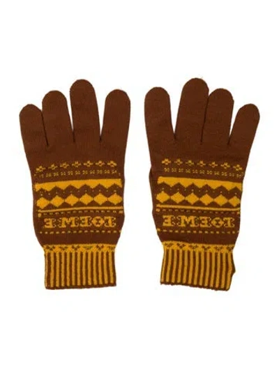 Pre-owned Loewe Pattern Printed Wool Gloves In Brown