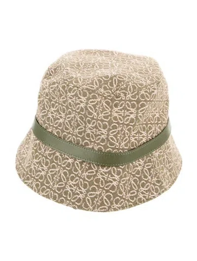 Pre-owned Loewe Patterned Bucket Hat In Green