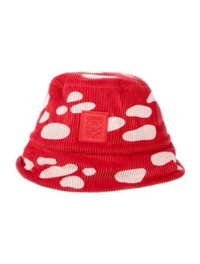 Pre-owned Loewe Patterned Cotton Bucket Hat In Red