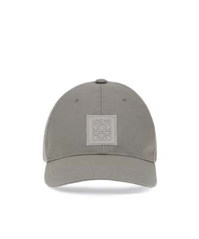 Loewe Logo-patch Curved Brim Cap In Gray