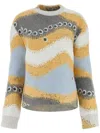 Loewe Womens Multicolor Stripe-pattern Crewneck Knitted Jumper In Grey