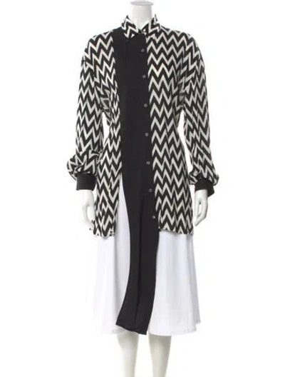 Pre-owned Loewe Patterned Long Sleeve Button-up Top In Black