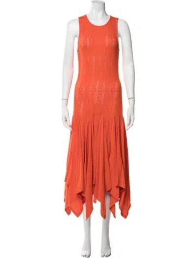 Pre-owned Loewe Patterned Midi Length Dress In Orange