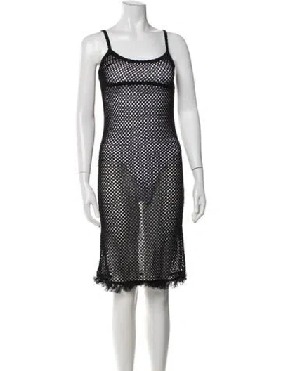 Pre-owned Loewe Patterned Midi Length Dress W/ Tags In Black