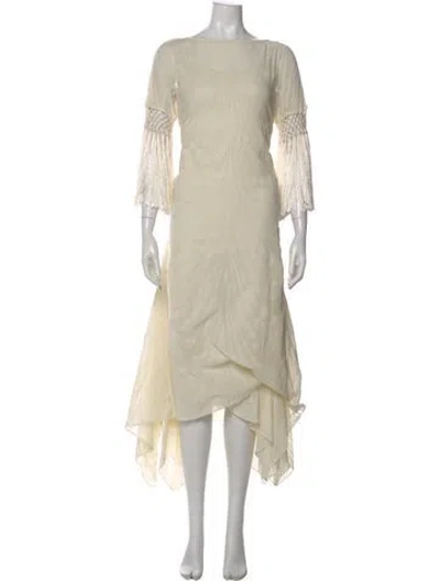 Pre-owned Loewe Patterned Midi Length Dress In White