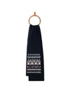 Loewe Womens Navy/multicolor Logo Intarsia Wool-blend Scarf In Blue