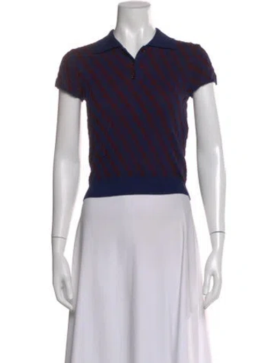 Pre-owned Loewe Patterned Short Sleeve Polo In Blue