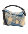 Loewe Small Puzzle Edge Shoulder Bag In Gingham Raffia
