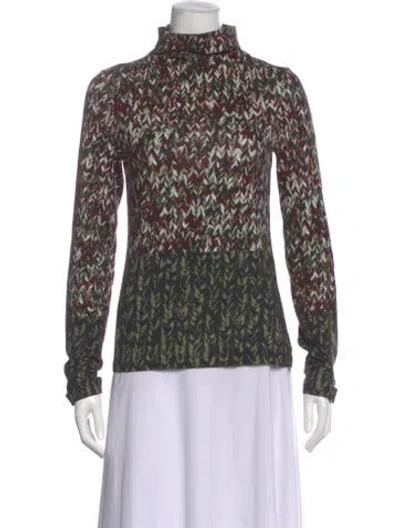 Pre-owned Loewe Patterned Turtleneck Top In Black