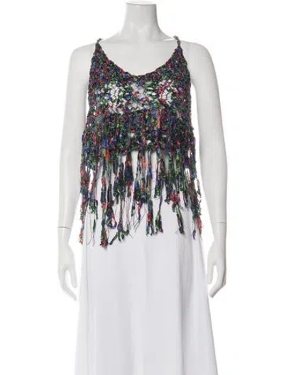 Pre-owned Loewe Patterned V-neck Top In Multi