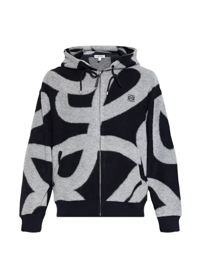 Loewe Patterned Zip-fastening Sweatshirt In Black