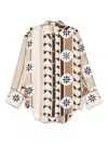 Loewe Abstract-print Silk Shirt In Brown