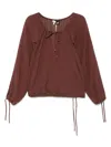 Loewe Cotton And Silk Blend Blouse In Brown
