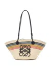 Loewe Small Anagram Striped Basket Tote Bag In Raffia