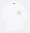 Loewe + Paula's Ibiza Bouclé-appliquéd Cotton-jersey T-shirt In White