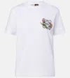 Loewe Womens White Floral Anagram-embroidered Regular-fit Stretch Cotton-blend T-shirt In White