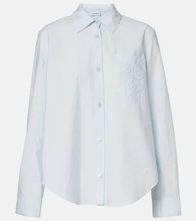 Loewe Paula's Ibiza Anagram Cotton-blend Poplin Shirt In Blue