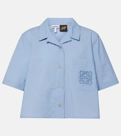 Loewe Paula's Ibiza Anagram Cropped Shirt In Blue