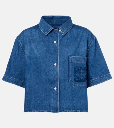 Loewe Paula's Ibiza Anagram Denim Shirt In Blue