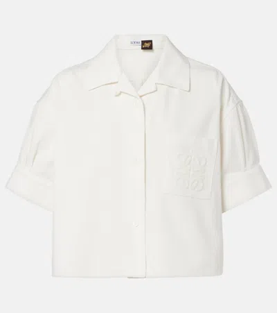 Loewe Short-sleeved Denim Shirt Shirts White