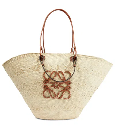 Loewe Paula's Ibiza Anagram Large Tote In Natural/tan