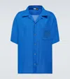 Loewe Paula's Ibiza Convertible-collar Logo-embroidered Linen Shirt In Blue