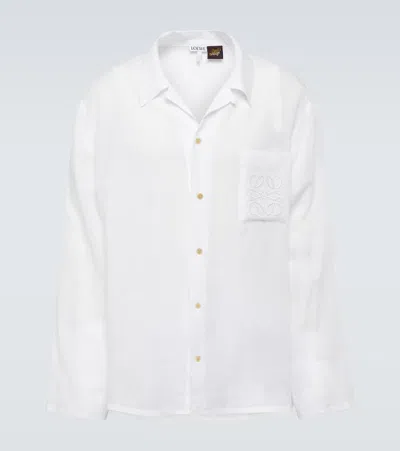 Loewe Paula's Ibiza Anagram Linen Shirt In White