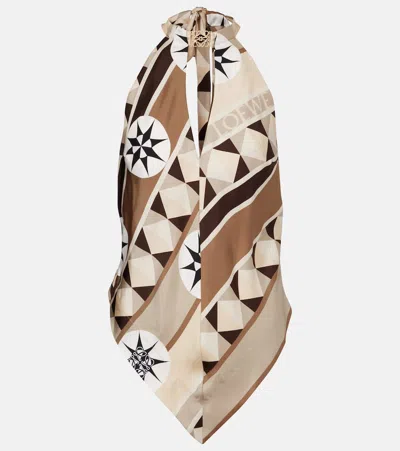 LOEWE PAULA'S IBIZA ANAGRAM SILK TWILL TOP