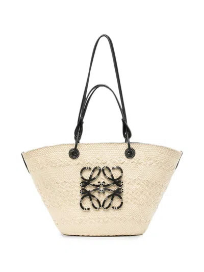 Loewe Paula's Ibiza Anagram Rafia Medium Tote In Sand