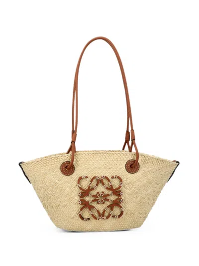Loewe Paula's Ibiza Anagram Rafia Small Tote In Sand