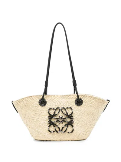 Loewe Paula's Ibiza Anagram Rafia Small Tote In Sand