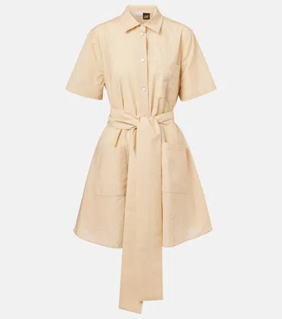 Loewe Cotton-blend Mini Shirt Dress In Light Beige