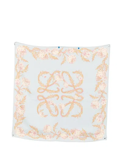 Loewe Anagram Artichoke-flower Scarf In Blue