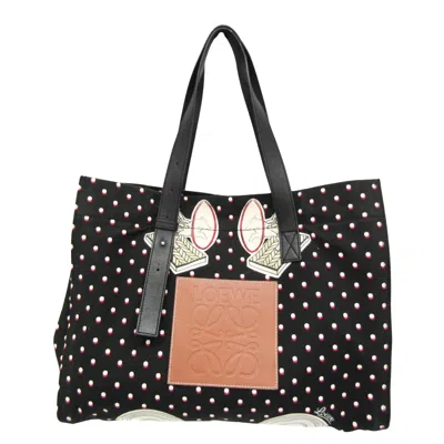 Pre-owned Loewe Paula's Ibiza Black Canvas Tote Bag ()