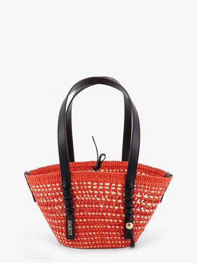 Loewe Small Braided Tote Bag In Red