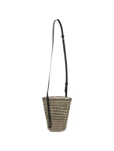 Loewe Paula's Ibiza Braid Rafia Bucket Bag In Green