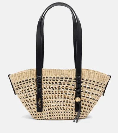 Loewe Small Woven Basket Made Of Iraca Palm And Calfskin In Brown