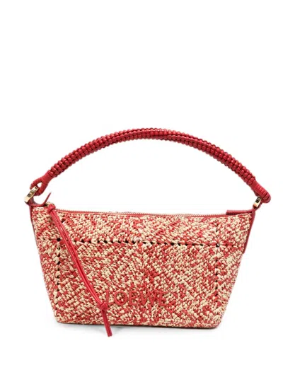Loewe Paula's Ibiza Cala Rafia Pouch In Red