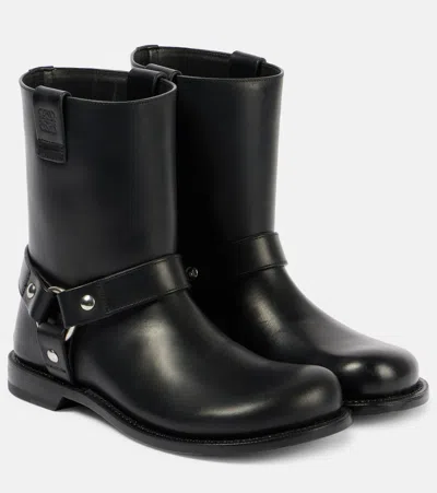 Loewe Paula's Ibiza Campo Leather Biker Boots In Black