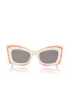 Loewe Multicolor Acetate Butterfly Sunglasses In White