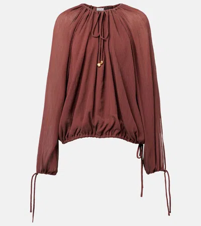 Loewe Paula's Ibiza Cotton And Silk Blouse In Brown